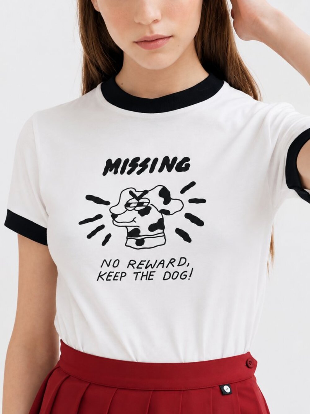 Lazy Oaf No Reward Missing Dog Fitted Graphic Tee T-Shirt UK 8 US 4